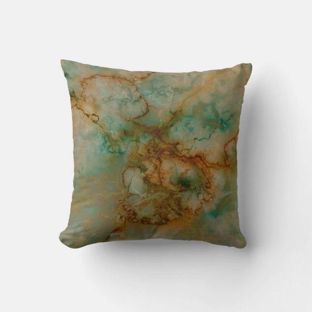Green and Gold Marble Cushion (Front)