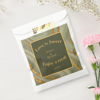 Green And Gold Marble Favour Bag