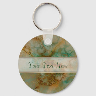 Green and Gold Marble Key Ring