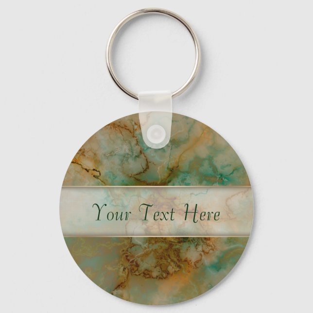 Green and Gold Marble Key Ring (Front)