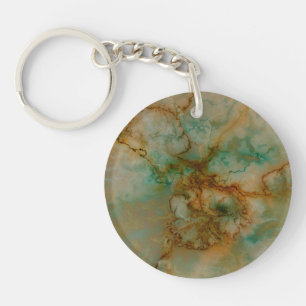 Green and Gold Marble Key Ring