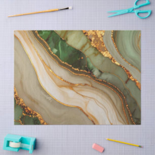 Green And Gold Marble Pattern Tissue Paper