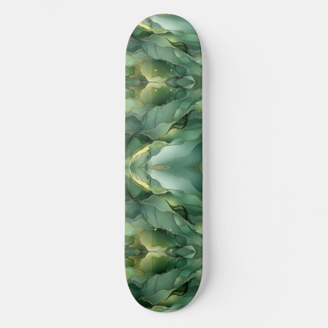 Green and Gold Marbles Skateboard (Front)
