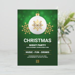 Green and Gold Modern Christmas Party, Christmas Invitation