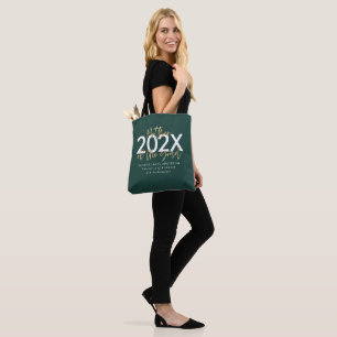 green and gold modern script stylish graduation tote bag