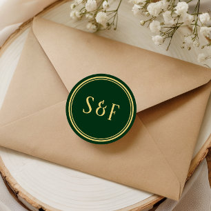 Green and Gold Monogram Envelope Seal