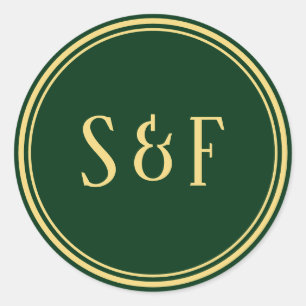 Green and Gold Monogram Envelope Seal