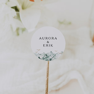 Green and Gold Mountain Wedding Envelope Seals