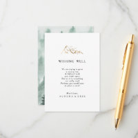 Green and Gold Mountain Wedding Wishing Well Card