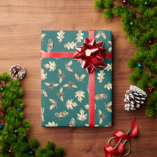 Green and Gold nature print gift wrap