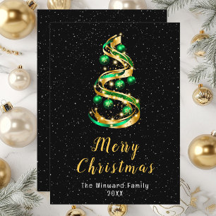 Green and Gold Ornaments Merry Christmas Holiday Card