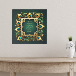 Green and Gold Peacock Frame Bible Verses  Poster