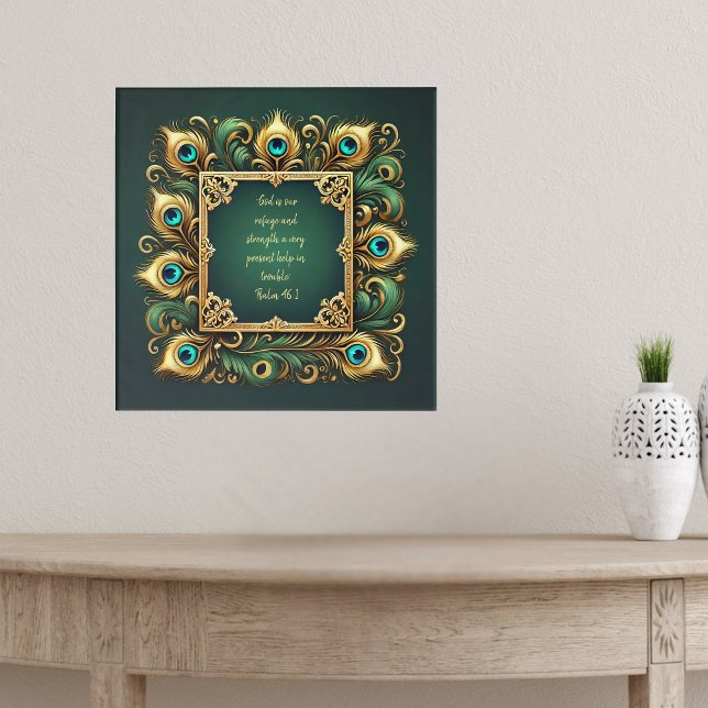 Green and Gold Peacock Frame Bible Verses  Poster (Creator Uploaded)