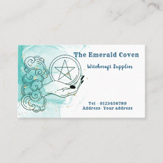 Green and Gold Pentacle Witchcraft Business Card