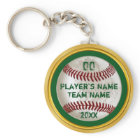 Green and Gold Personalised Baseball Keychains