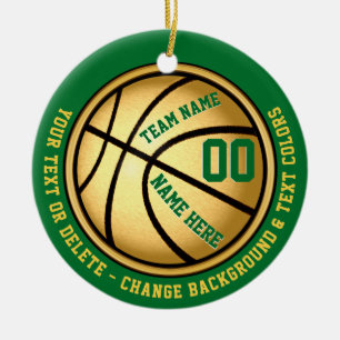 Green and Gold Personalised Basketball Ornament