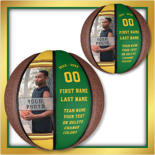 Green and Gold, Photo, Custom Mini Basketball, Mini Basketball