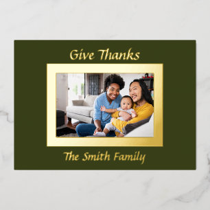 Green and Gold Photo Thanksgiving Foil Holiday Car