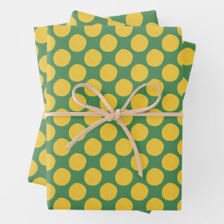 Green and Gold Polka Dot Gift Wrap