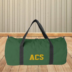 Green and Gold School Colours and Letters Duffle Bag