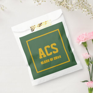 Green and Gold School Colours and Letters Favour Bag