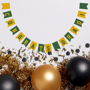 Green and Gold School Colours Graduation Bunting