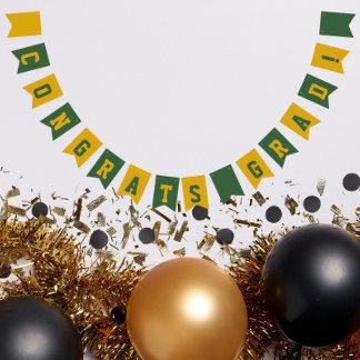Green and Gold School Colours Graduation Bunting
