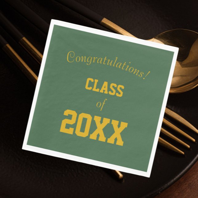 Green and Gold School Colours Graduation Napkin (Creator Uploaded)