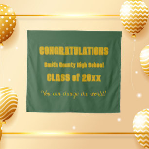 Green and Gold School Colours Graduation Tapestry