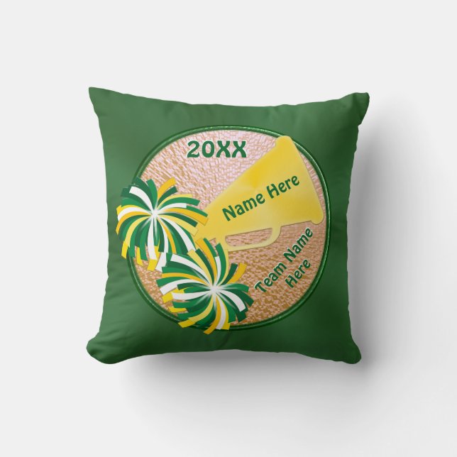 Green and Gold Senior Cheer Gifts Personalised Cushion (Front)