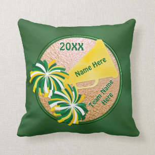 Green and Gold Senior Cheer Gifts Personalised Cushion