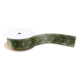 Green and Gold Seven Principles Satin Ribbon