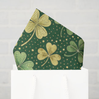 Green And Gold Shamrocks Tissue Paper