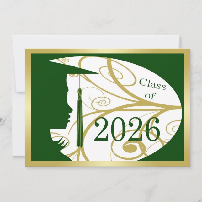 Green and Gold Silhouette 2026 Card (Front)