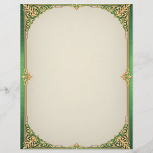 Green and Gold Simple Art Deco Custom Letterhead