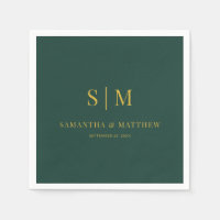 Green and Gold Simple Couple Initials Wedding