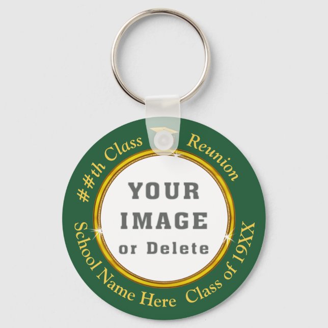 Green and Gold, Souvenirs Items for Class Reunion Key Ring (Front)