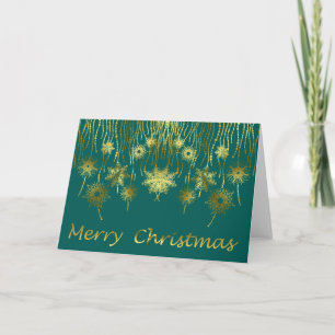 Green and Gold Star Jewels Christmas Holiday Card