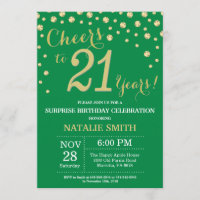 Green and Gold Surprise 21st Birthday Diamond