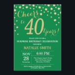 Green and Gold Surprise 40th Birthday Diamond Invitation<br><div class="desc">Surprise 40th Birthday Invitation with Green and Gold Glitter Diamond Background. Gold Confetti. Adult Birthday. Male Men or Women Birthday. For further customisation,  please click the "Customise it" button and use our design tool to modify this template.</div>