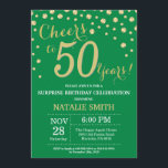 Green and Gold Surprise 50th Birthday Diamond Invitation<br><div class="desc">Surprise 50th Birthday Invitation with Green and Gold Glitter Diamond Background. Gold Confetti. Adult Birthday. Male Men or Women Birthday. For further customisation,  please click the "Customise it" button and use our design tool to modify this template.</div>
