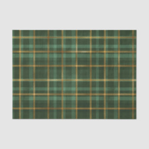 Green and Gold Tartan Plaid Tissue Paper