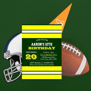 Green and Gold Team Birthday Invitation