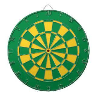 Green and Gold Team Colours Dartboard and Darts
