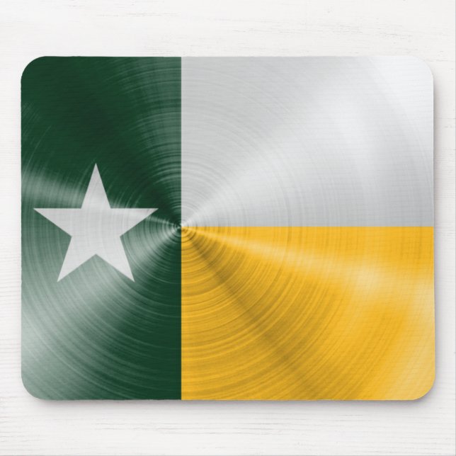 Green and Gold Texas Flag Radial Brushed Mouse Pad (Front)