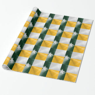 Green and Gold Texas Flag Radial Brushed Wrapping Paper
