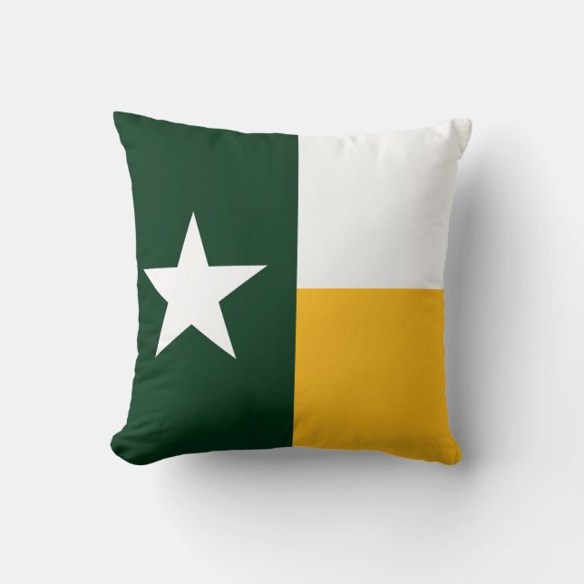 Green and Gold Texas Flag Throw Pillow (Front)