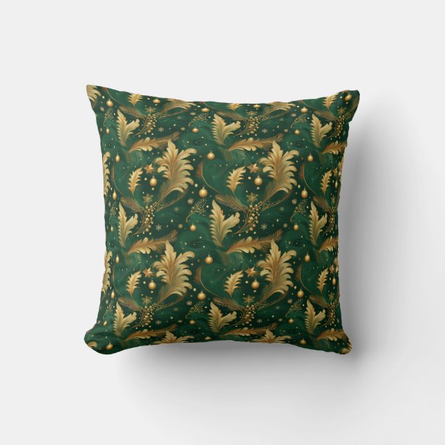 Green and Gold Throw Pillow (Front)