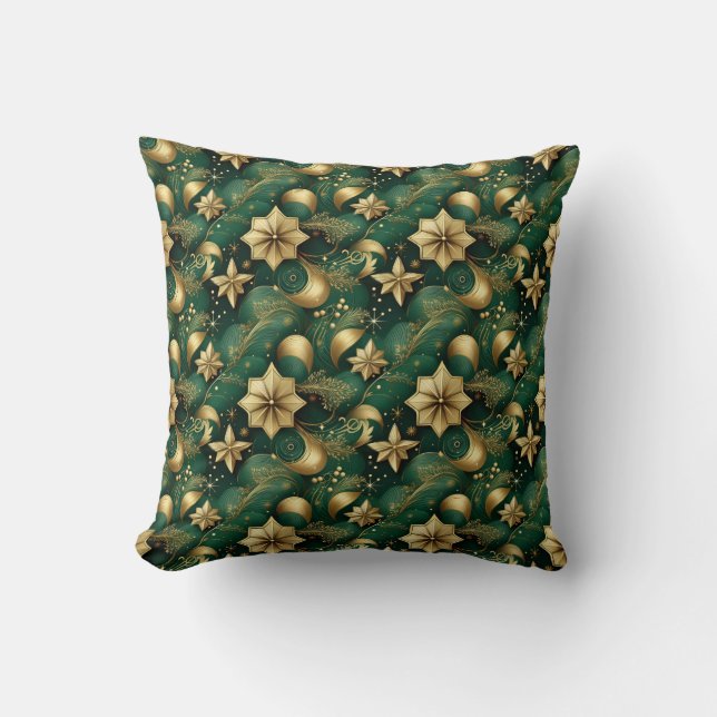 Green and Gold Throw Pillow (Front)