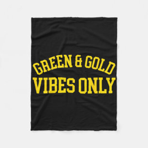 Green And Gold Vibes Only - High School Football Fleece Blanket